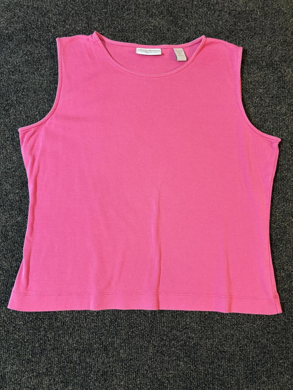 Valerie Stevens Tank Top Womens PL Pink Silk Cotton Scoop Neck Sleeveless Casual